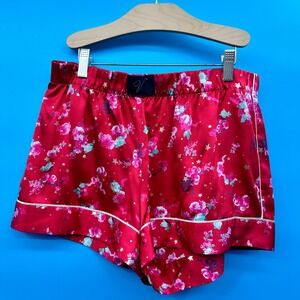 Victoria's Secret Red Floral Star Satin Pajama Shorts Sleepwear Women's M